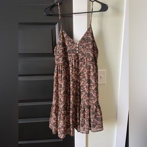 Paisley Print Short Flowy Spaghetti Strap Dress Size L